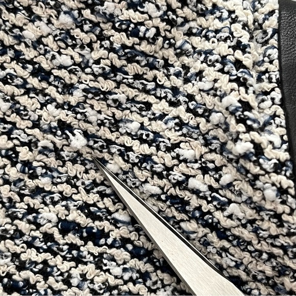 Club Monaco Jowdie Tweed Open Front Crop Jacket Leather Accent - Picture 17 of 17